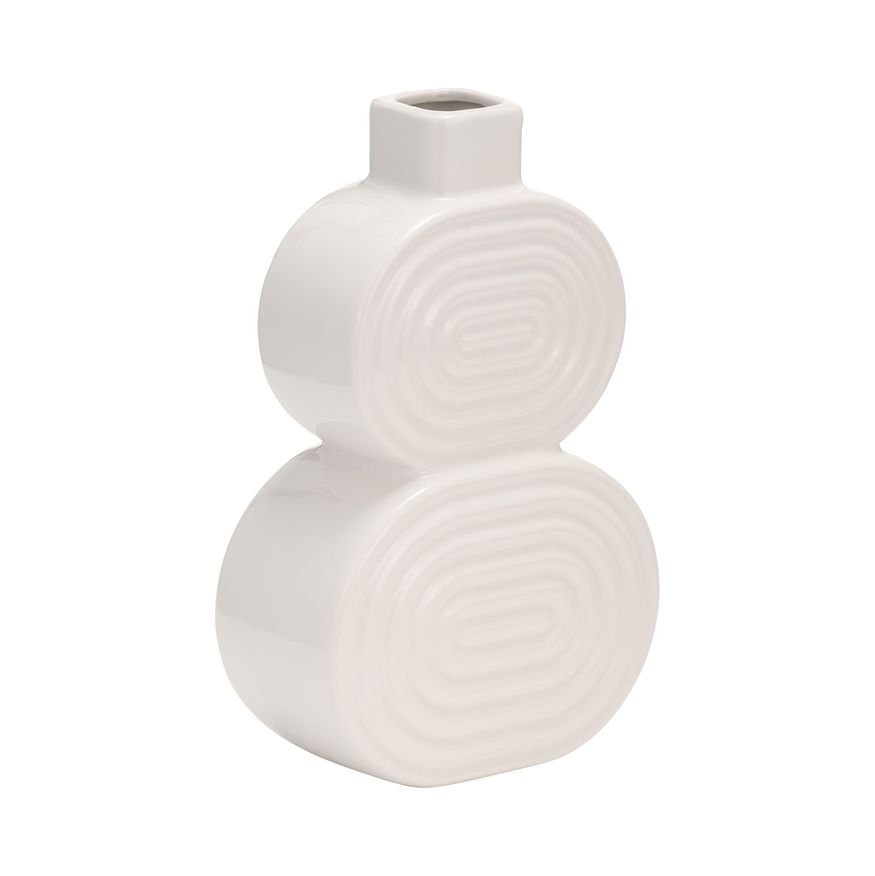 Sagebrook 10" Ceramic Stacked Circles Vase - White