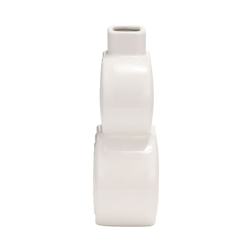 Sagebrook 10" Ceramic Stacked Circles Vase - White