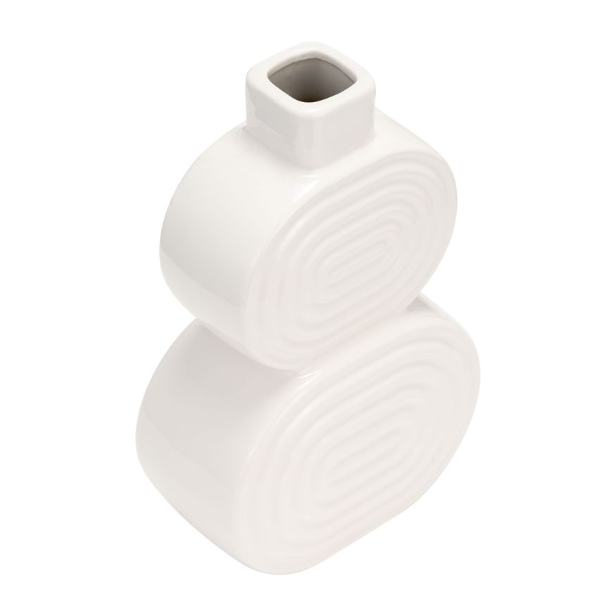 Sagebrook 10" Ceramic Stacked Circles Vase - White
