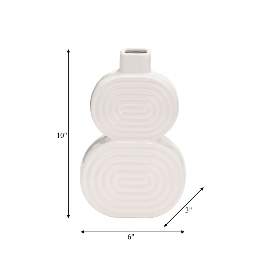 Sagebrook 10" Ceramic Stacked Circles Vase - White
