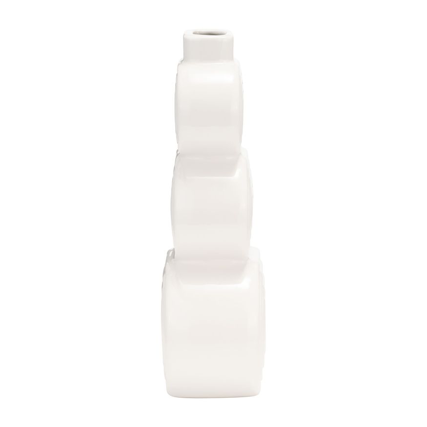 Sagebrook 12" Ceramic Stacked Circles Vase - White