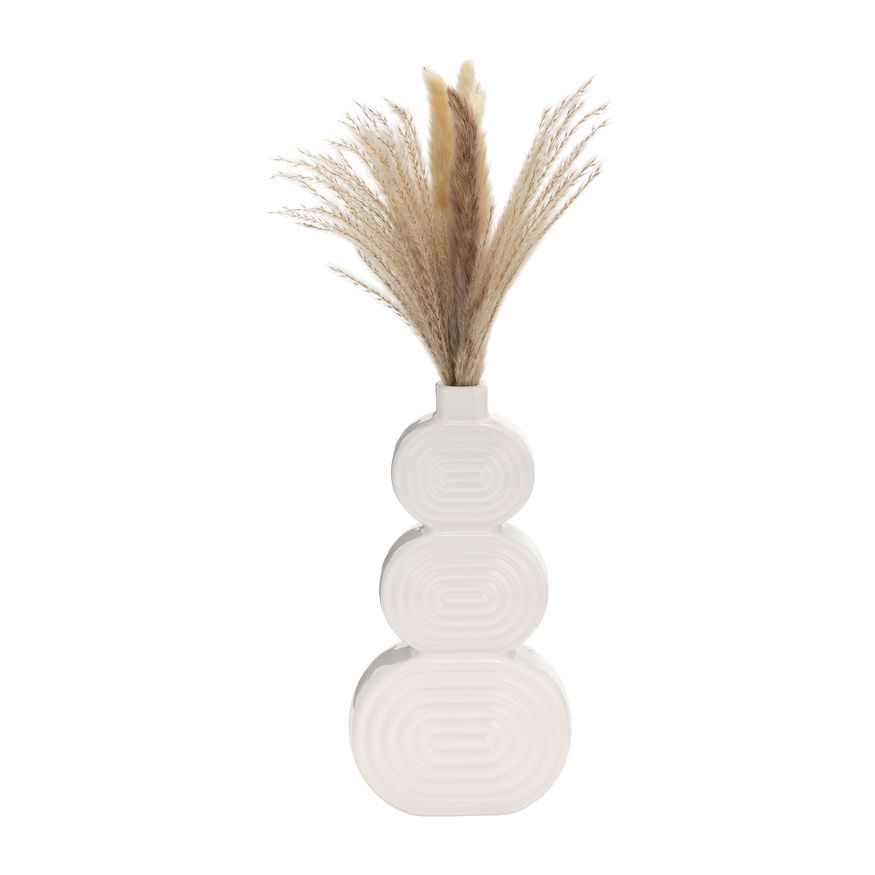 Sagebrook 12" Ceramic Stacked Circles Vase - White