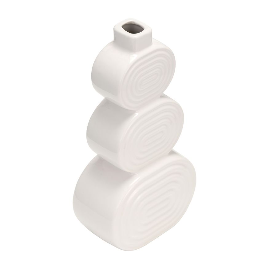 Sagebrook 12" Ceramic Stacked Circles Vase - White