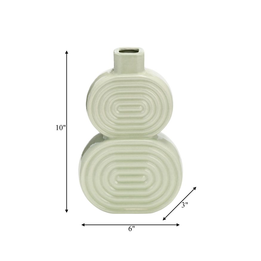 Sagebrook 10" Ceramic Stacked Circles Vase - Cucumber