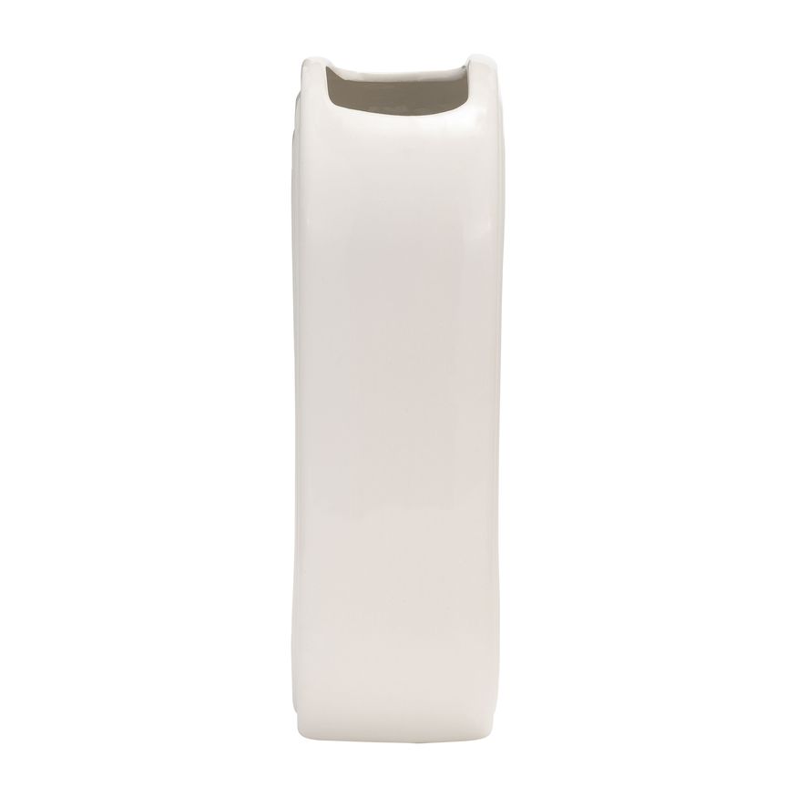 Sagebrook 11" Ceramic Oval Ridged Vase - White