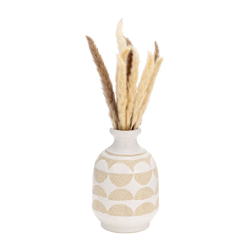 Sagebrook 10" Ceramic Half Circles Vase - Ivory