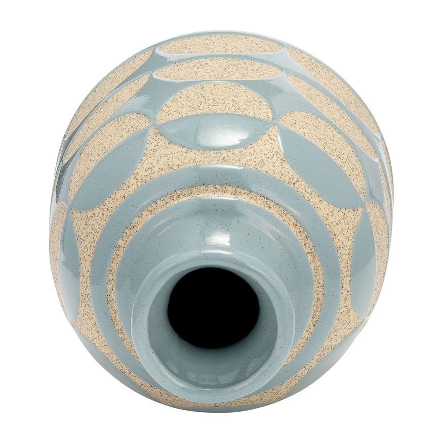 Sagebrook 10" Ceramic Half Circles Vase - Cameo Blue