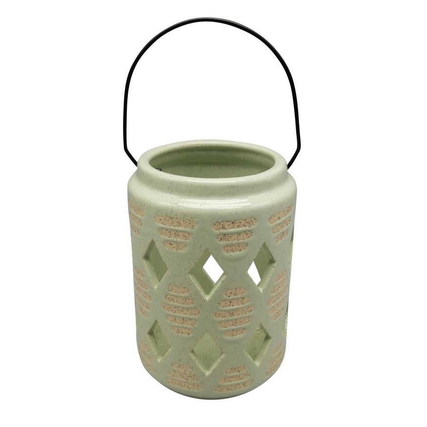 Sagebrook - 6" Ceramic Diamond Cut Out Lantern