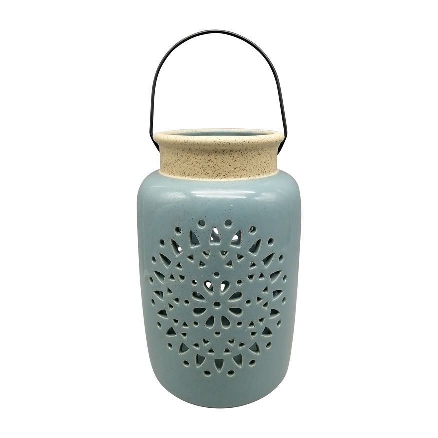 Sagebrook - 6" Ceramic Diamond Cut Out Lantern