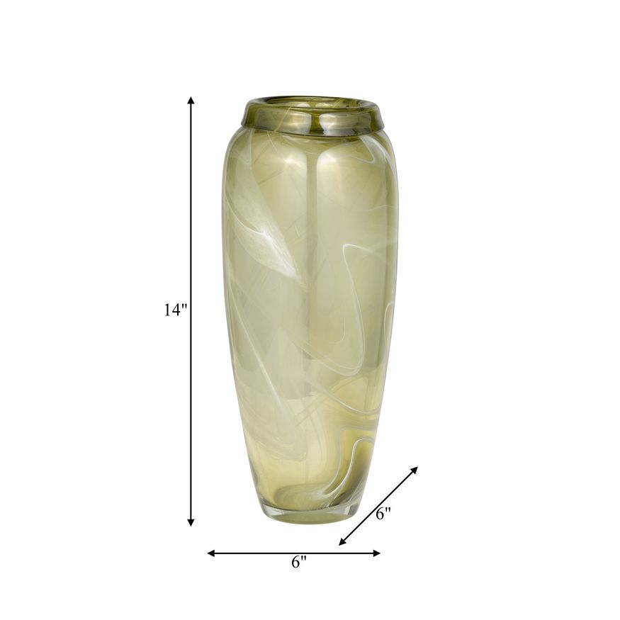Sagebrook - 14" Glass Vase Green Swirl