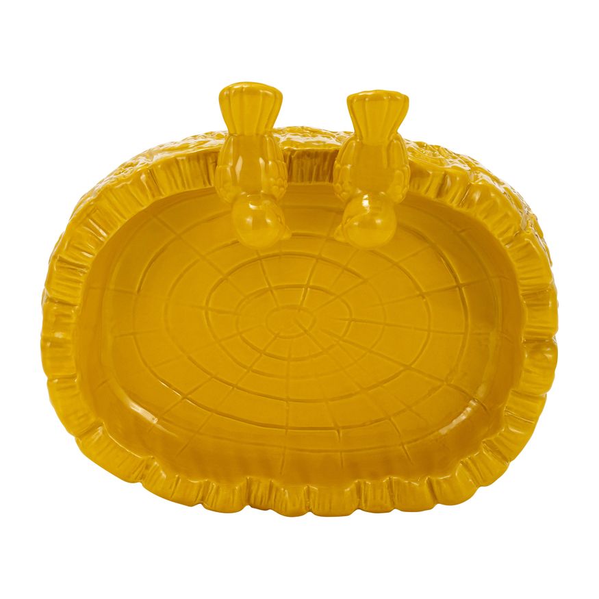 Sagebrook 10" 2-Bird In Pond Ceramic Feeder - Beach Ball Yellow