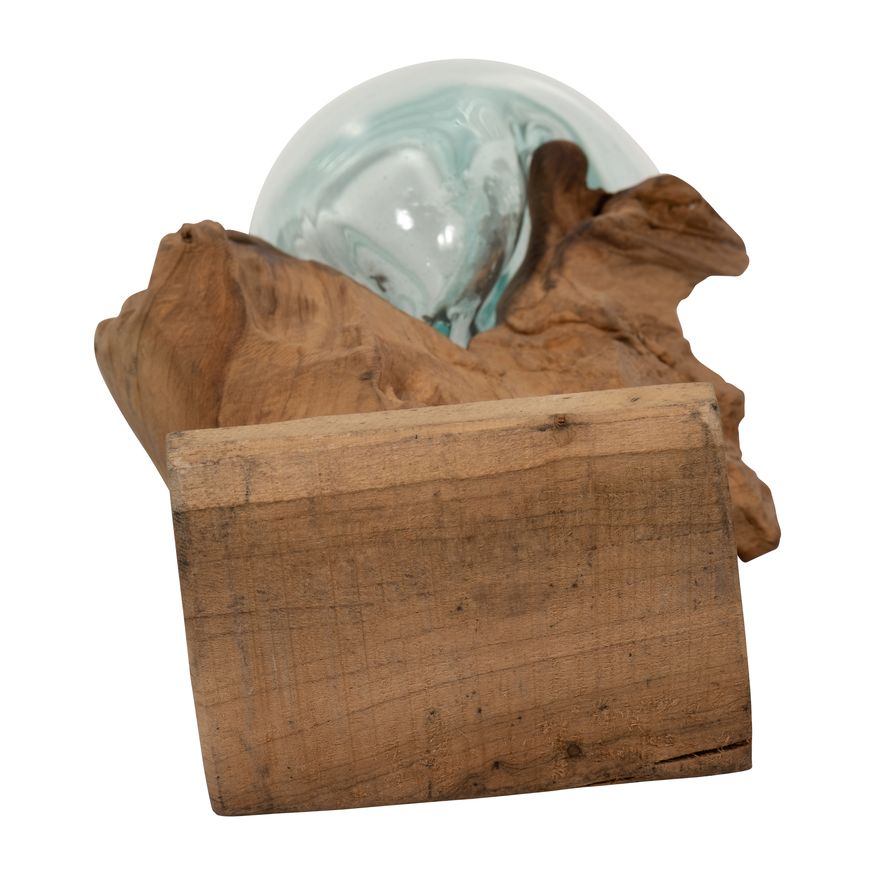 Sagebrook 13" Glass Vase In Wood Stand - Brown