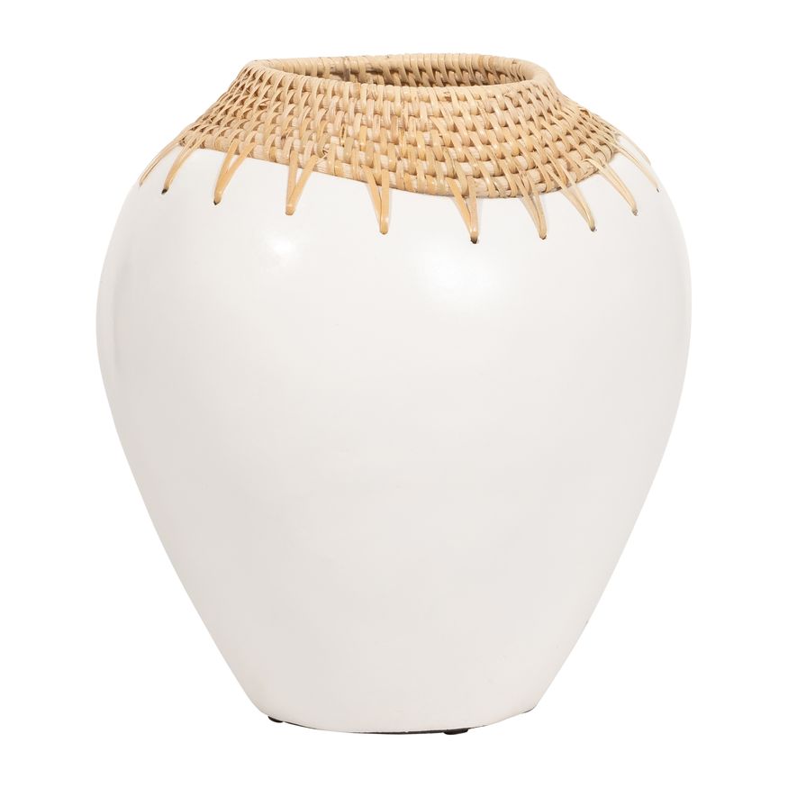 Sagebrook - 12" Terracotta Vase in White/Brown