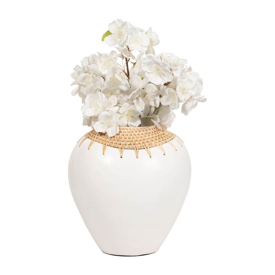Sagebrook - 12" Terracotta Vase in White/Brown