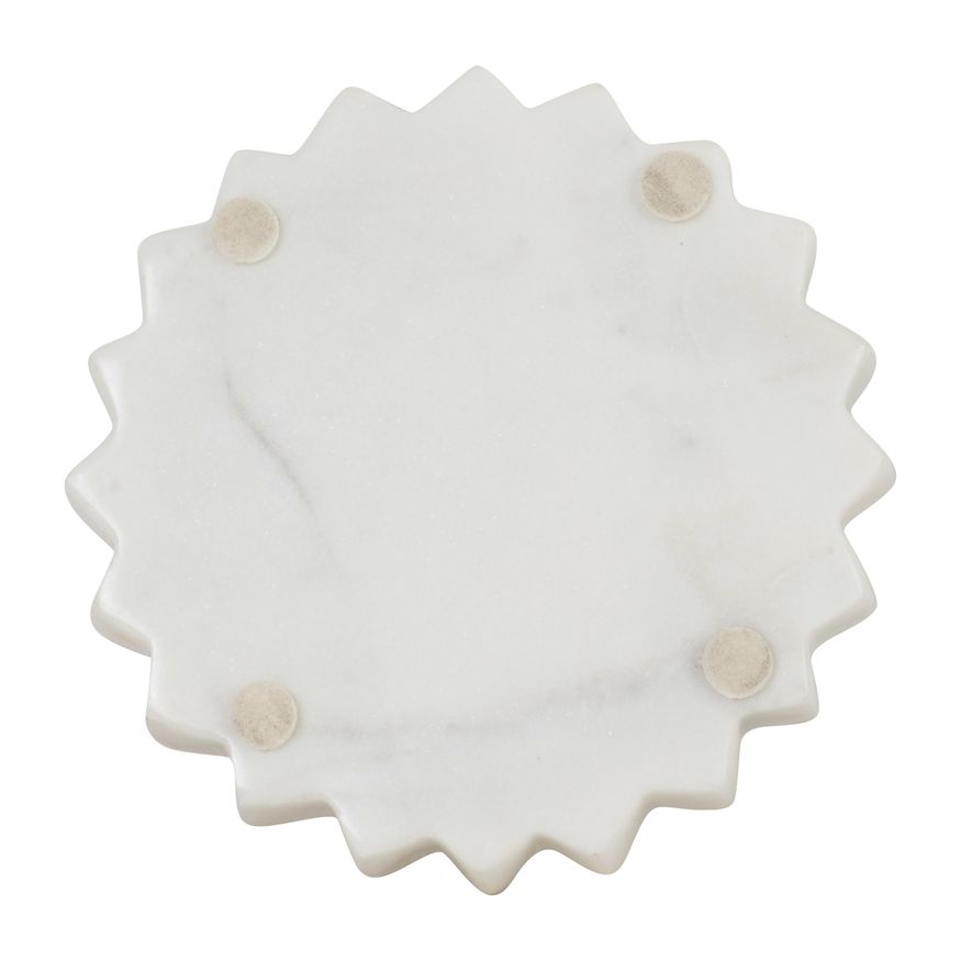 Sagebrook - 5"x5" Marble Flower Trinket Tray in White