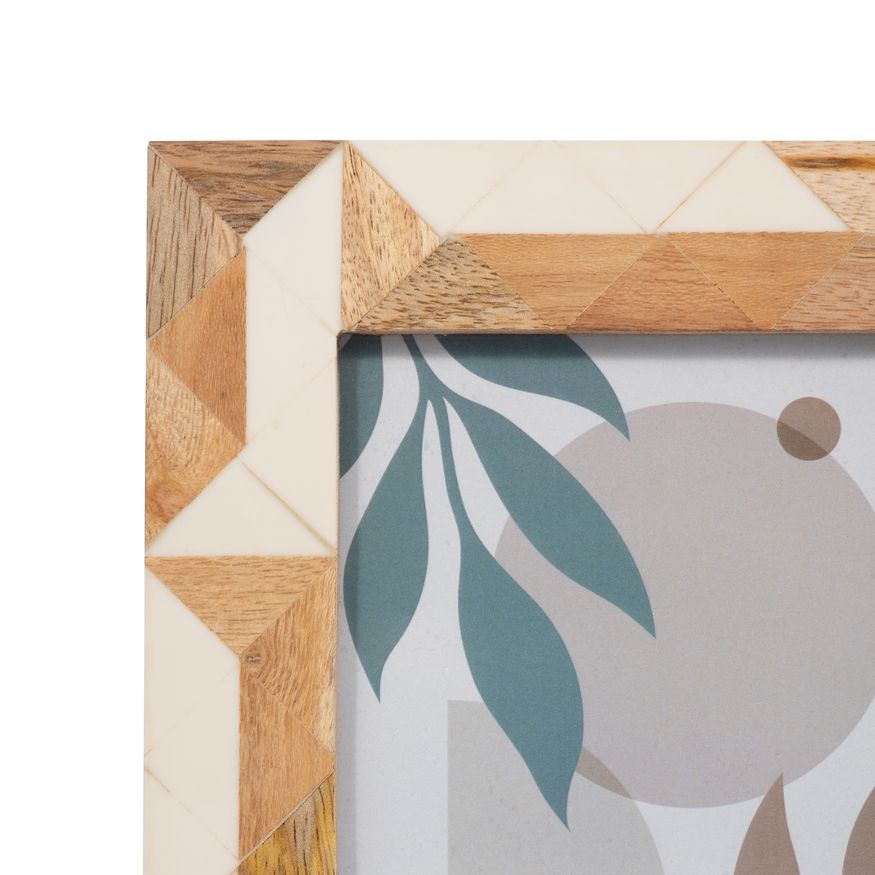 Sagebrook 5"x7" Resin Wood & White Geometric Photo Frame