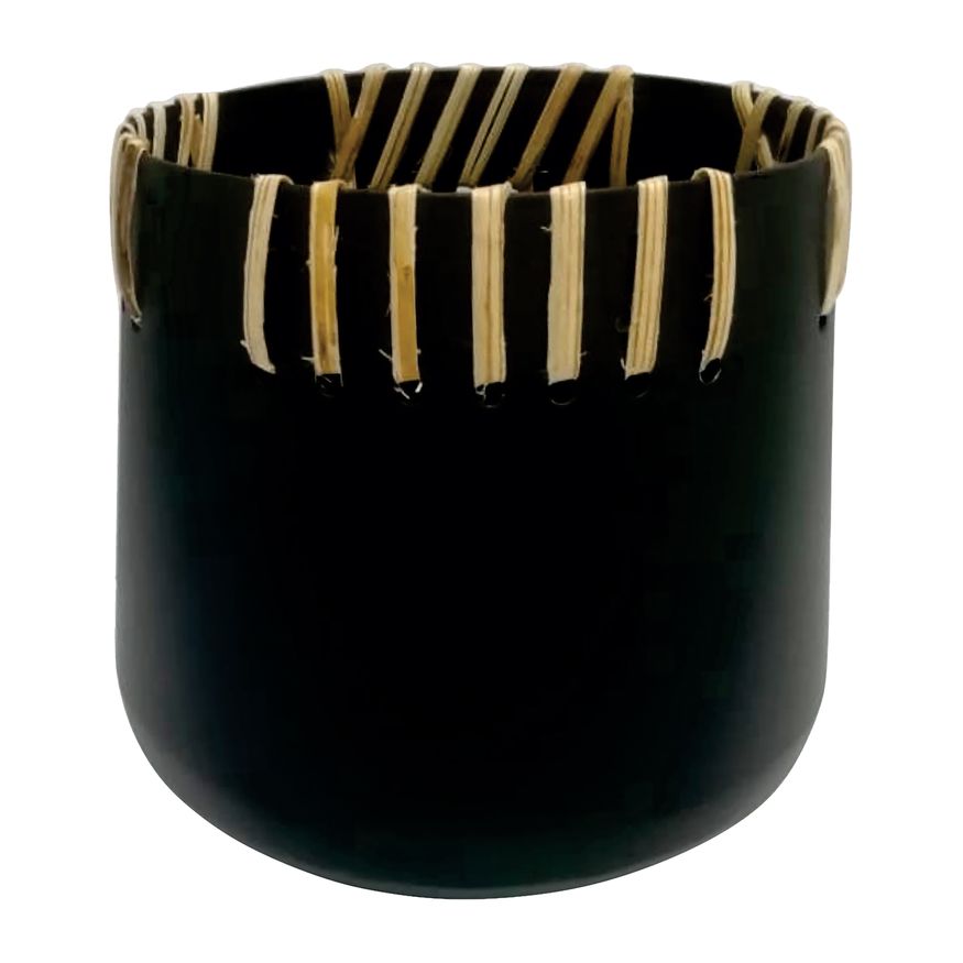 Sagebrook - 7"/9"/10" Metal Planters With Woven Details (Set Of 3) in Black