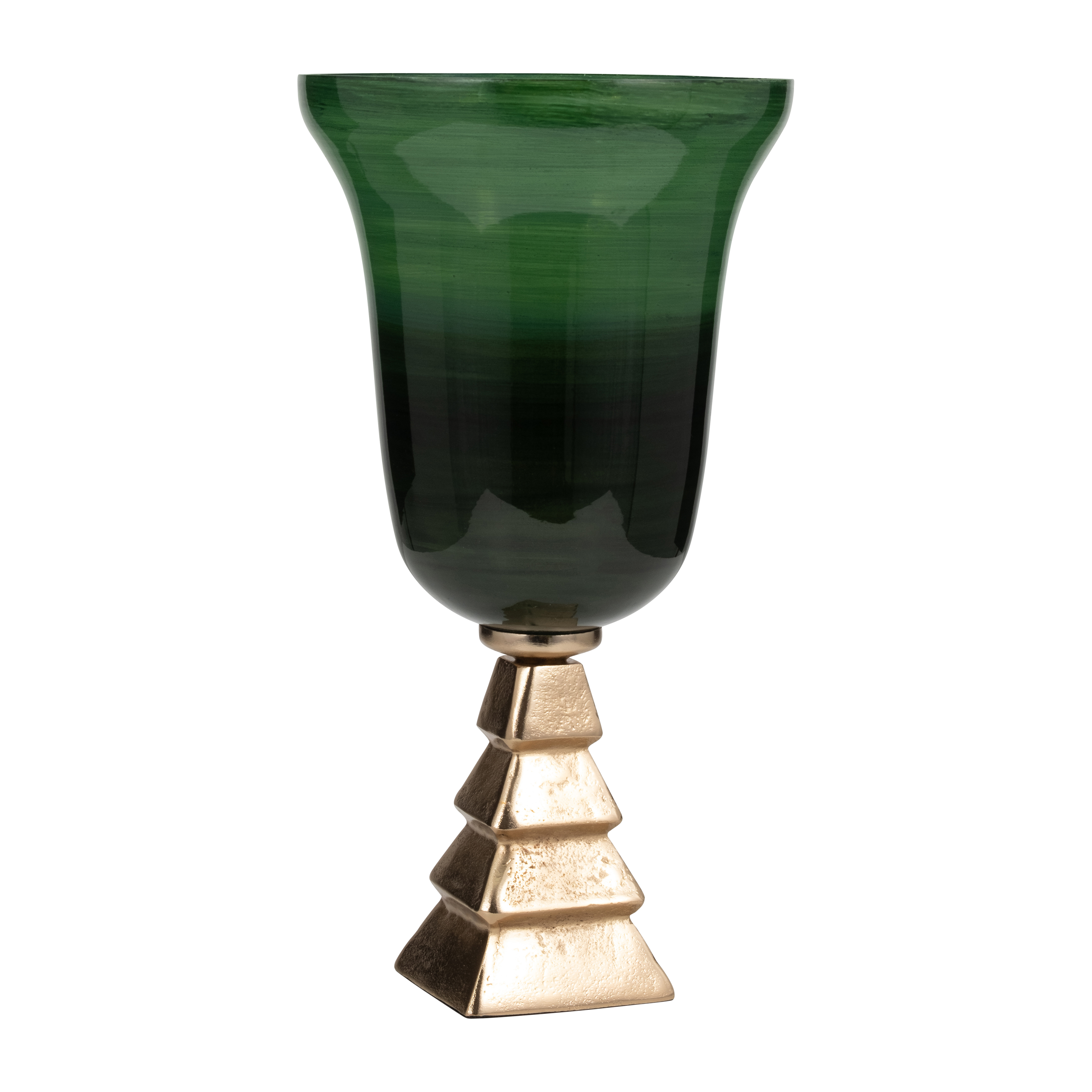 Sagebrook 19" Glass 5th Ave Vase On Stand - Green/Gold
