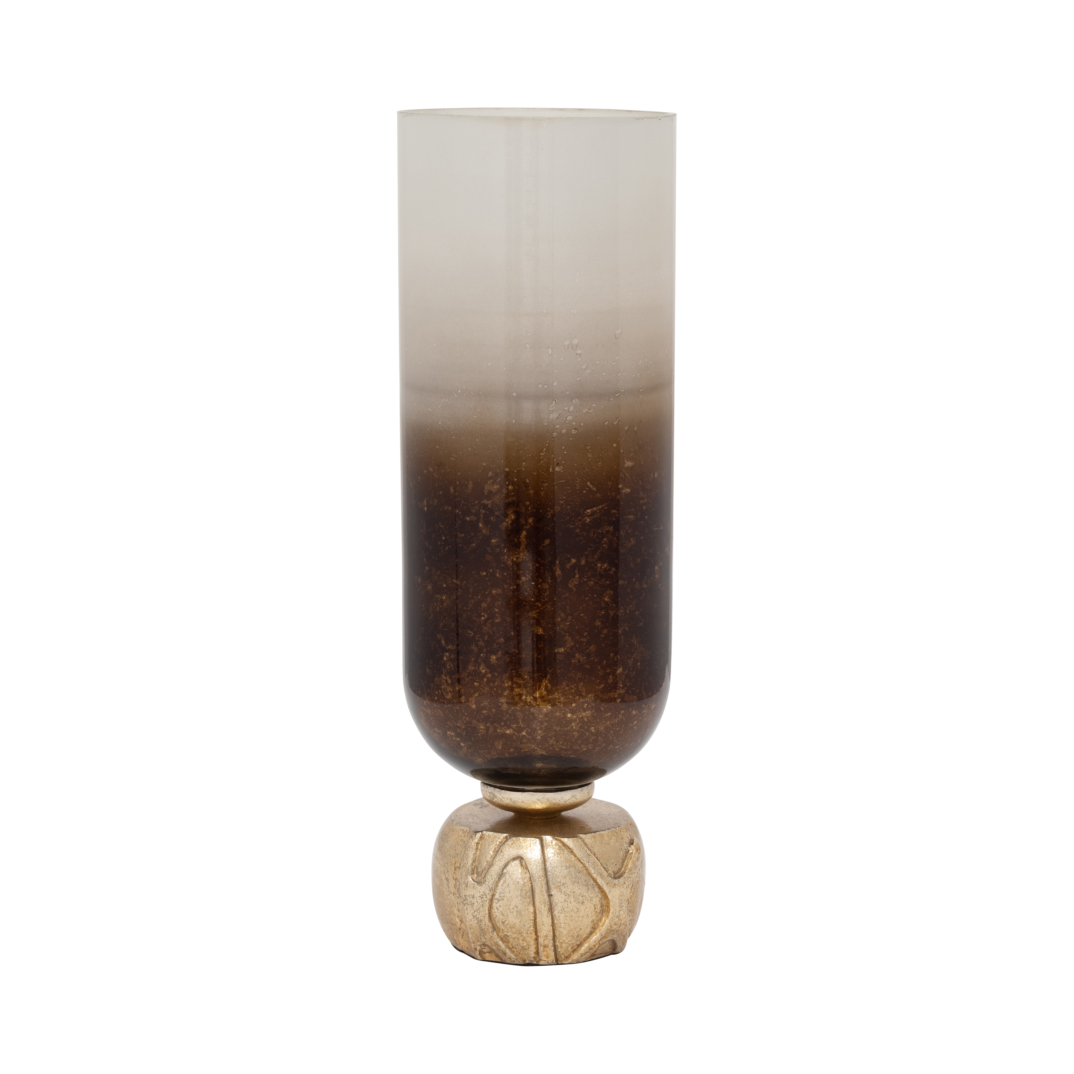 Sagebrook 19" Glass Ombre Candle Holder On Base - Ivory/Gold