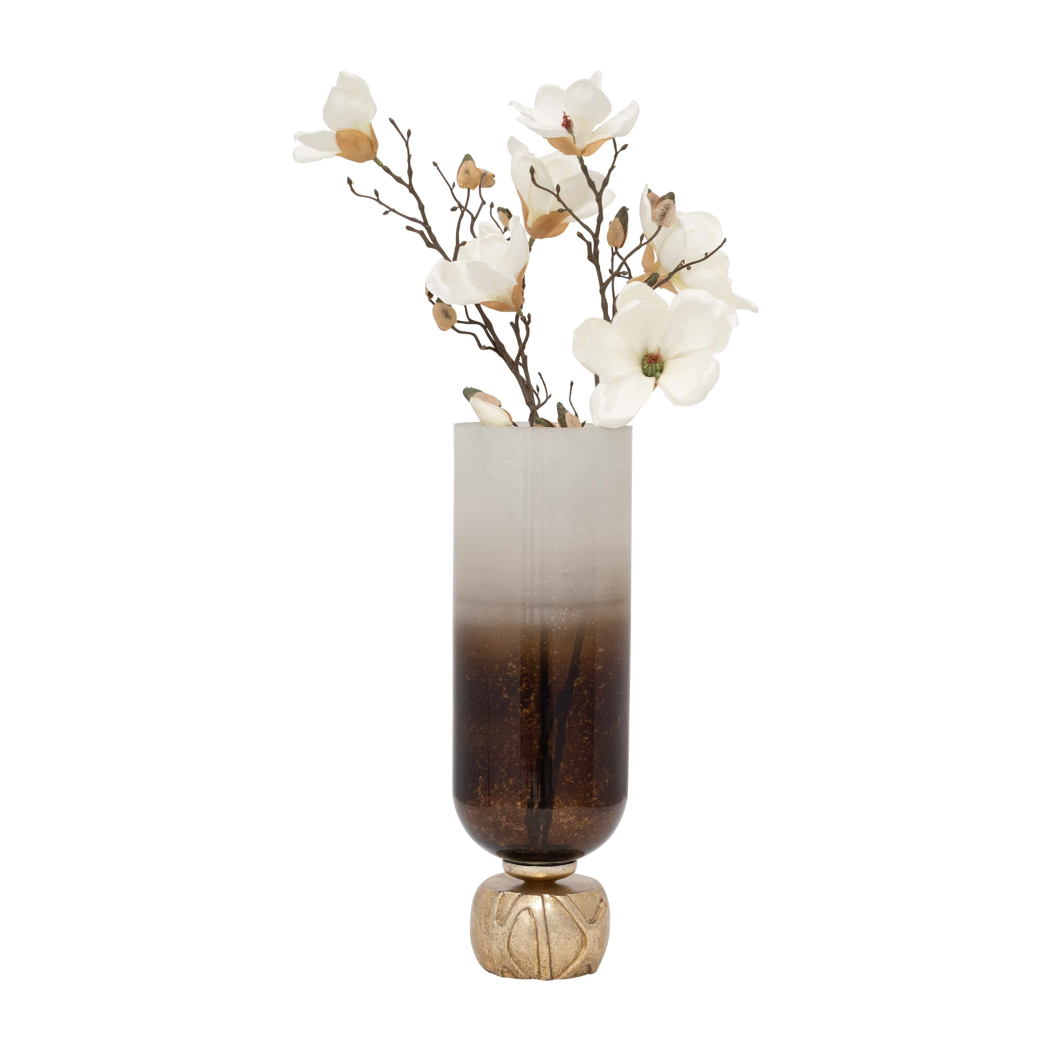 Sagebrook 19" Glass Ombre Candle Holder On Base - Ivory/Gold