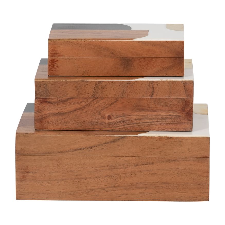 Sagebrook - 6"/7"/9" Resin Mid-century Boxes (Set Of 3) in Multi