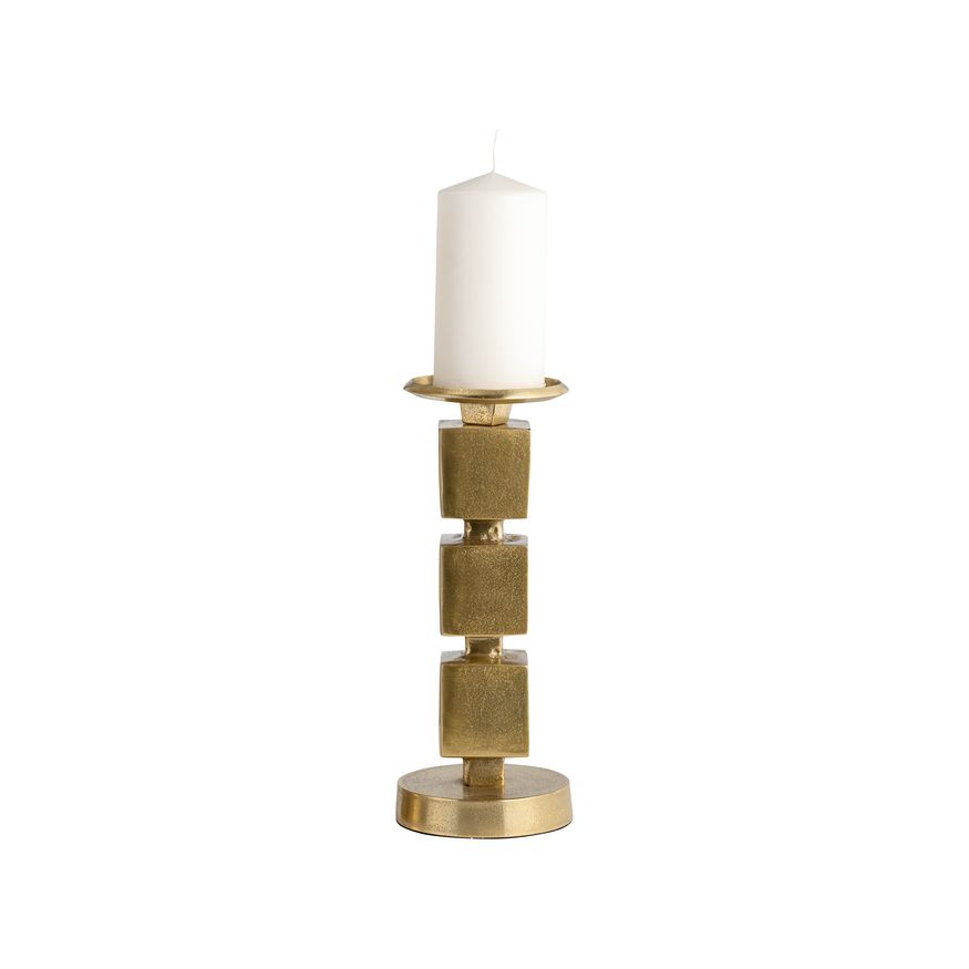 Sagebrook 12" Metal Stacked Cubes Candle Holder - Gold