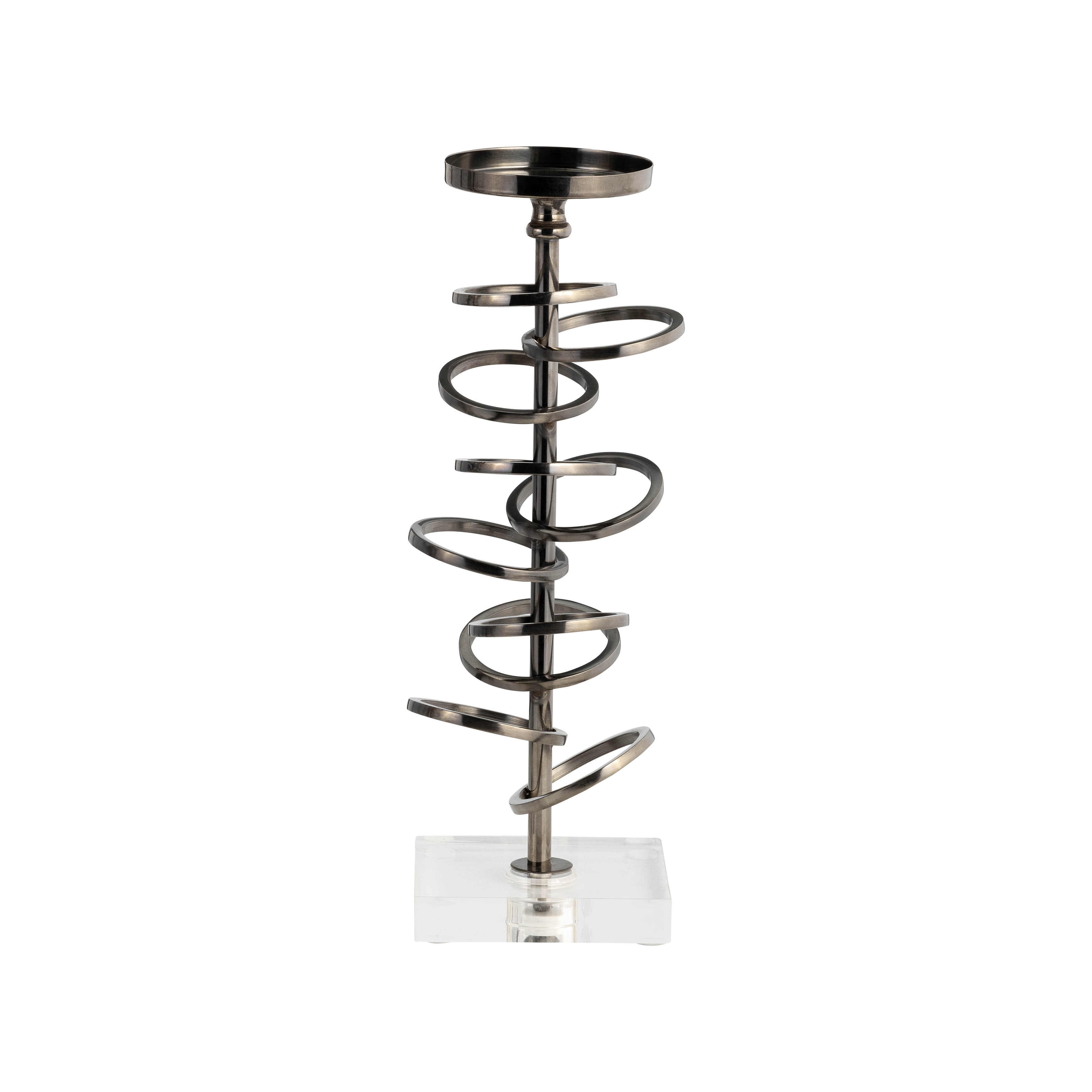 Sagebrook - 11" Wood Acrylic Detail Taper Candle Holder