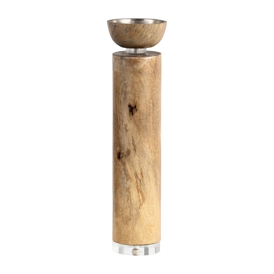 Sagebrook - 11" Wood Acrylic Detail Taper Candle Holder