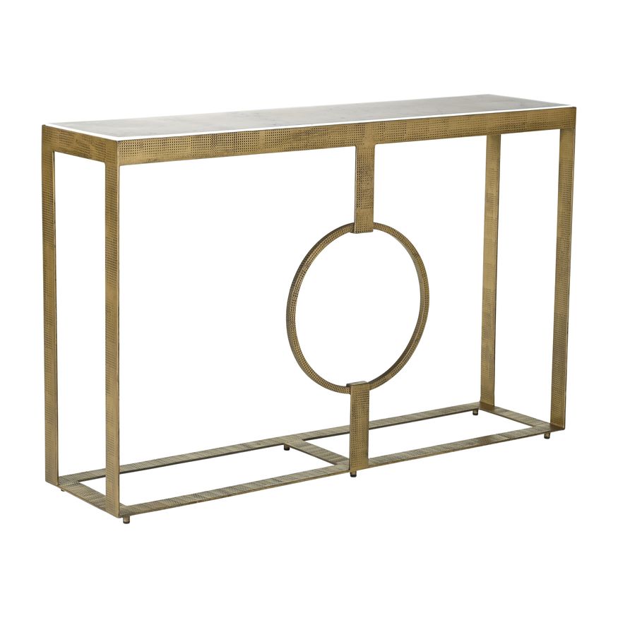 Sagebrook - Metal Console Table With Marble Top in Gold/White