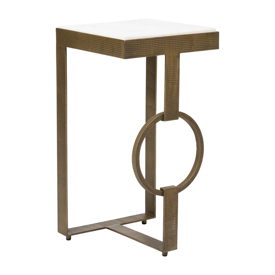 Sagebrook - Metal Marble Top Side Table in Gold/White