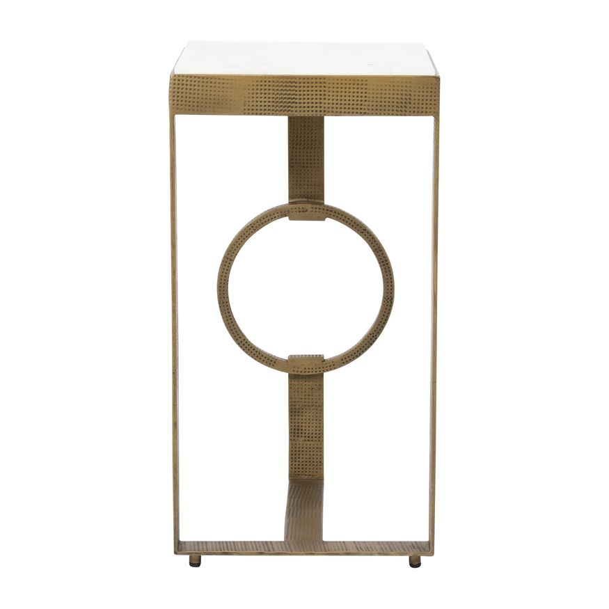Sagebrook - Metal Marble Top Side Table in Gold/White
