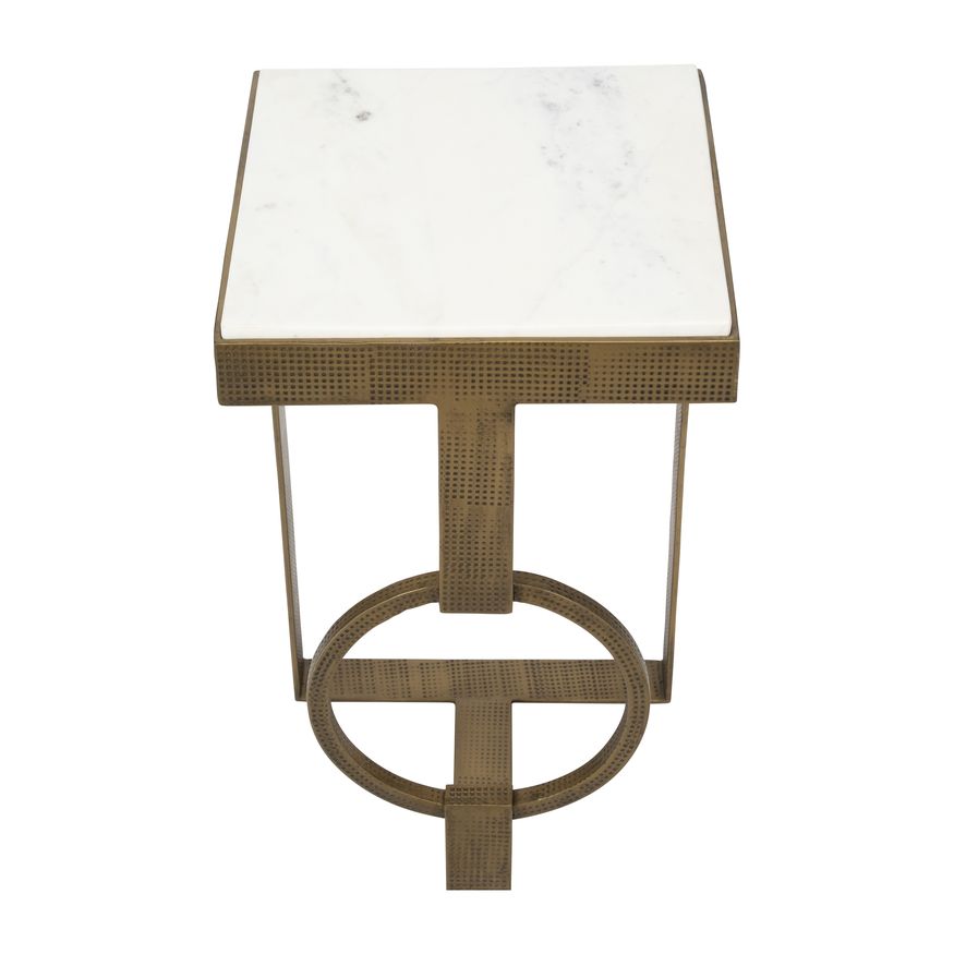 Sagebrook - Metal Marble Top Side Table in Gold/White