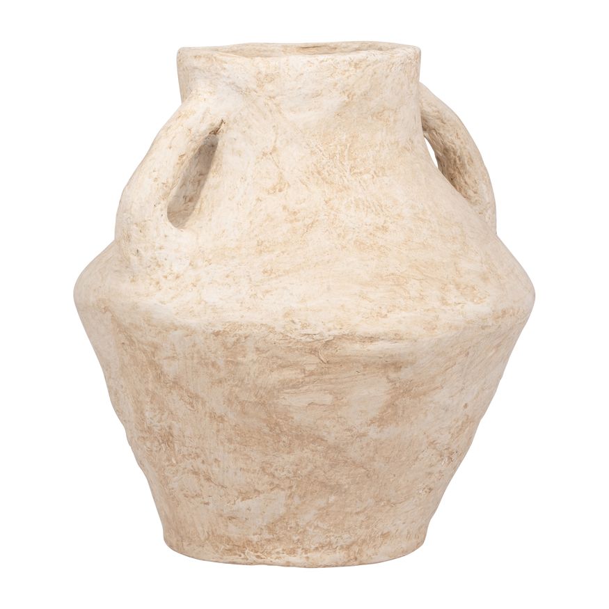 Sagebrook 14" Paper Mache Vase With Handles - White