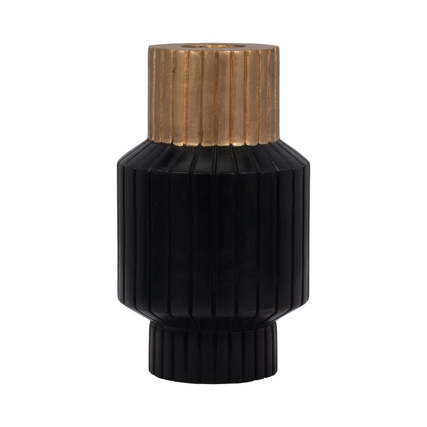 Sagebrook - 11" Wood Carved Totem Vase With Gold Top