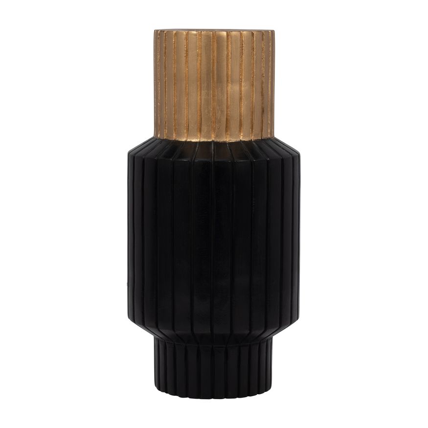 Sagebrook - 11" Wood Carved Totem Vase With Gold Top