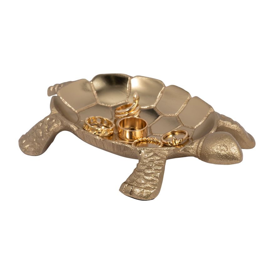 Sagebrook - 7" Metal Turtle Trinket Tray in Gold
