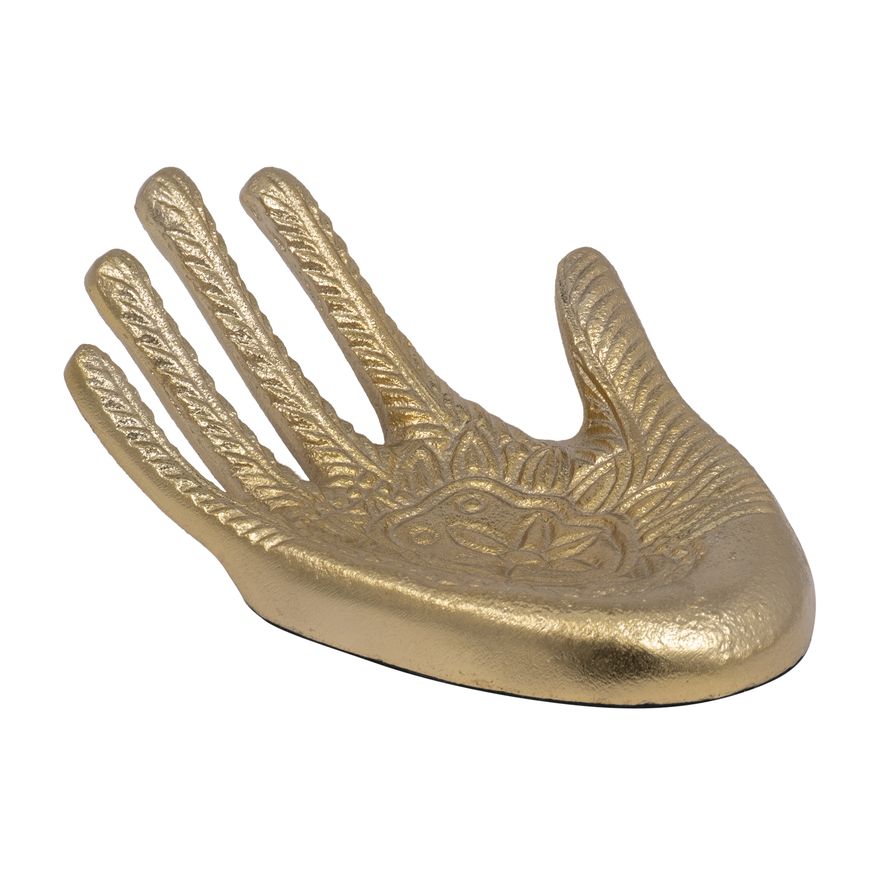 Sagebrook - 8" Metal Tattoo Hand Trinket Tray in Champagne
