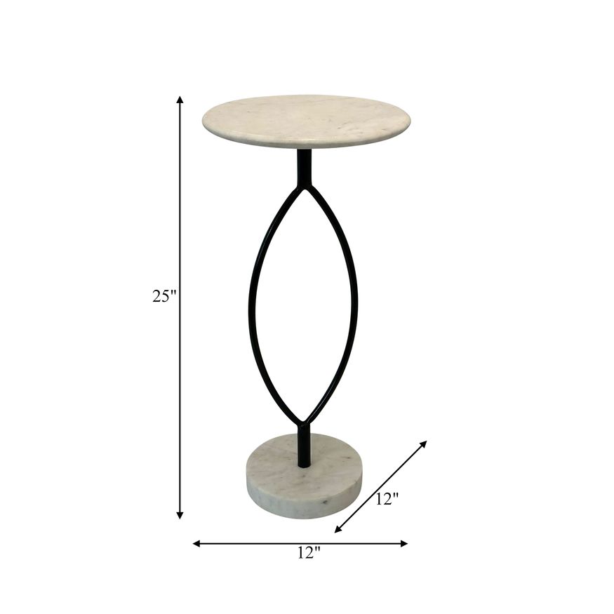 Sagebrook - 25" Metal Loophole Table Marble Base in Black