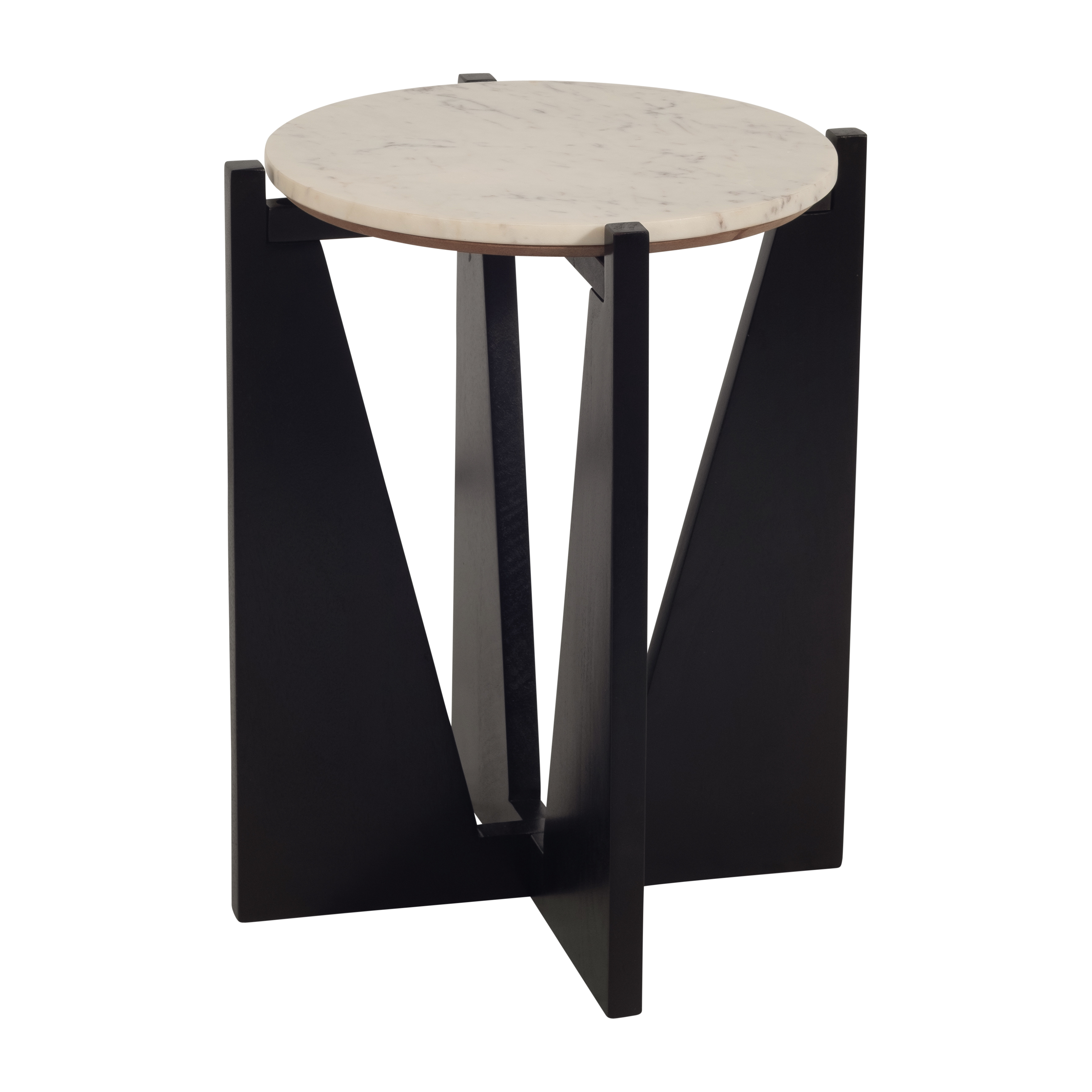 Sagebrook - 22" Wood/Marble Modern Side Table in Black