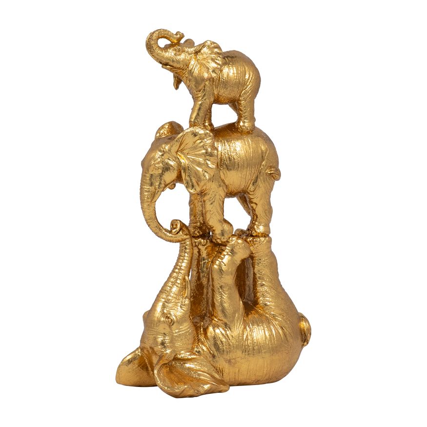 Sagebrook 10" Resin Stacked Playing Elephants - Gold