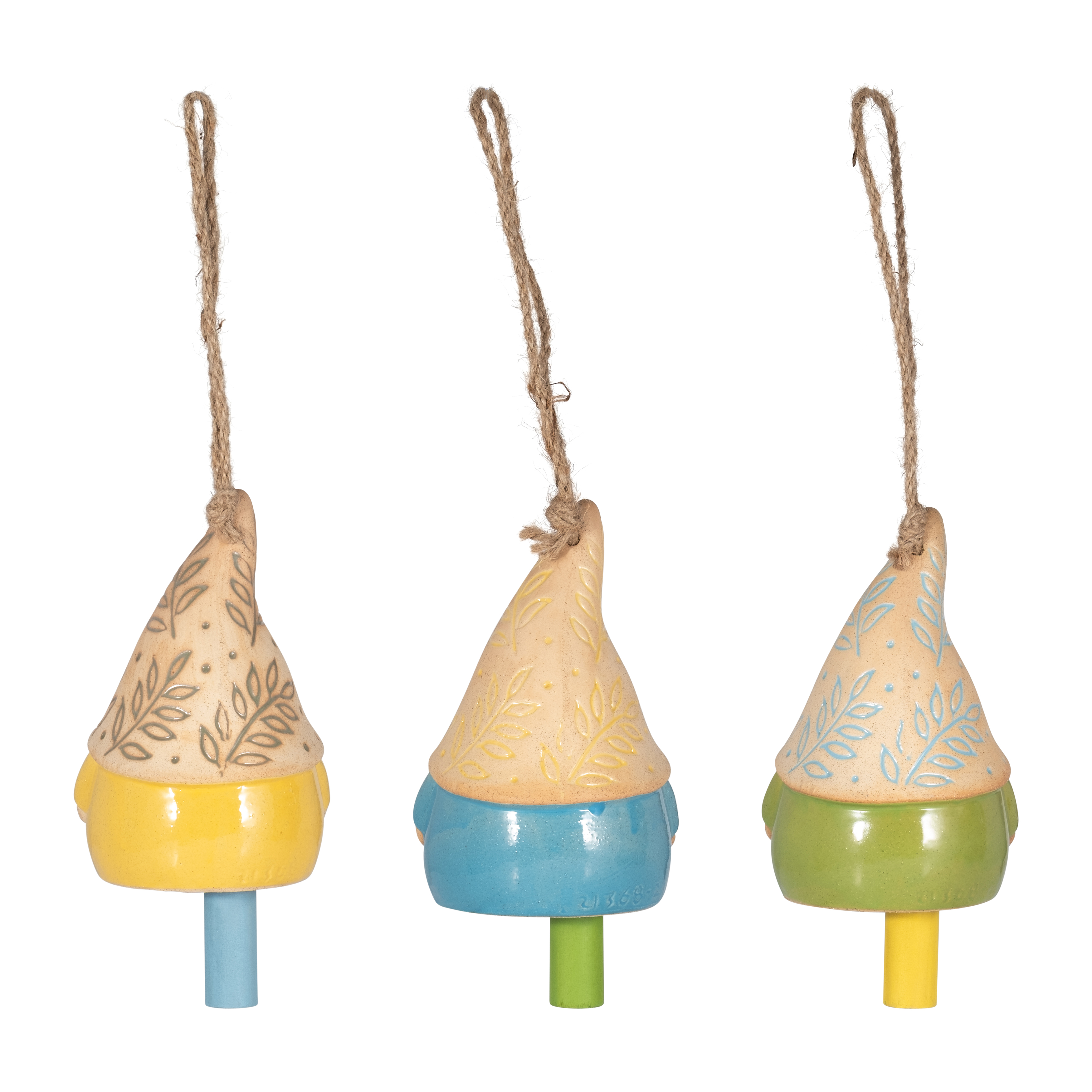 Sagebrook - Ceramic Gnome Bells (Set Of 3) in Multi-Color