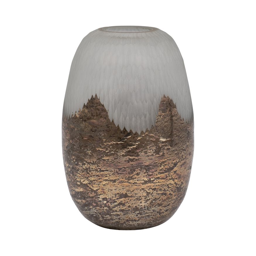 Sagebrook - 9" Glass Textured Vase With Foil