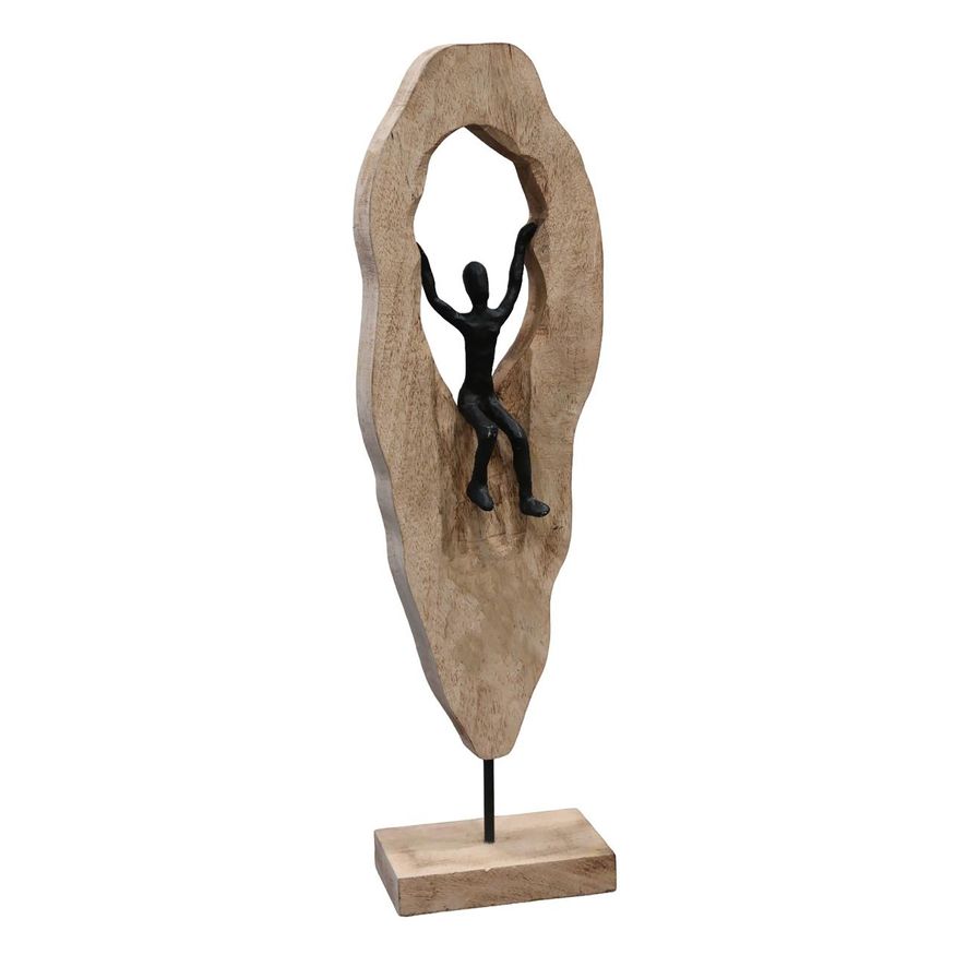 Sagebrook - 25" Wood Man Climbing On Log