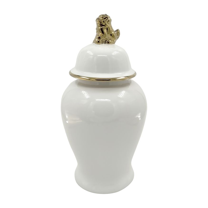 Sagebrook - 24" Ceramic Lion Head Temple Jar