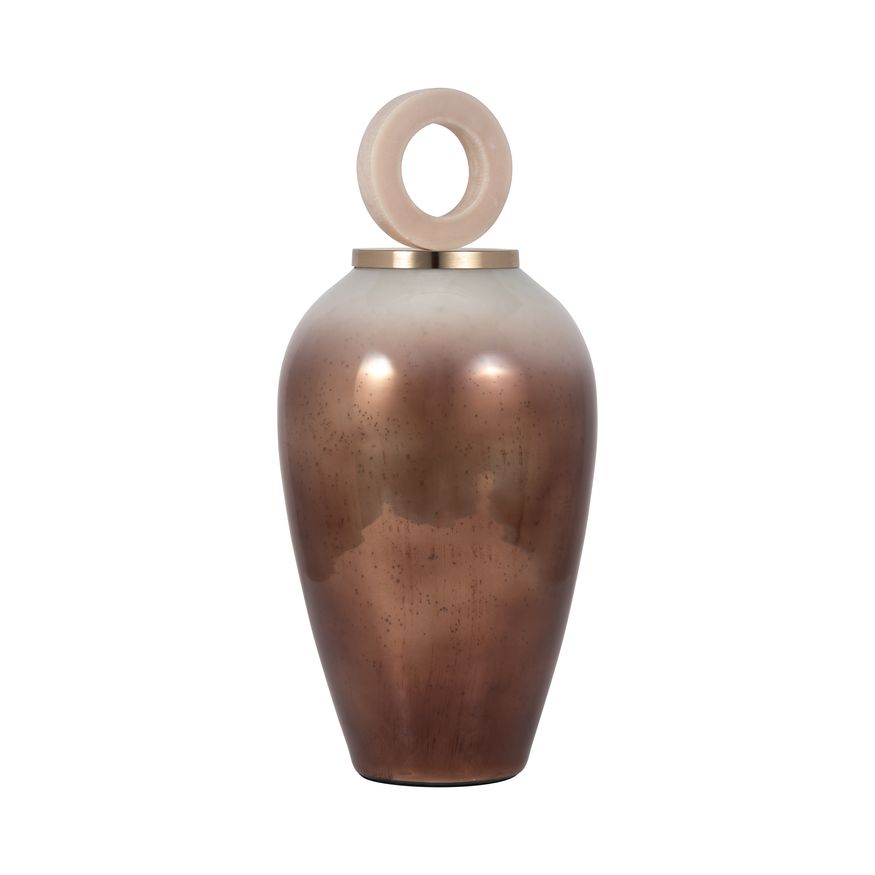 Sagebrook 22" Glass Vase Round Resin Topper - Copper