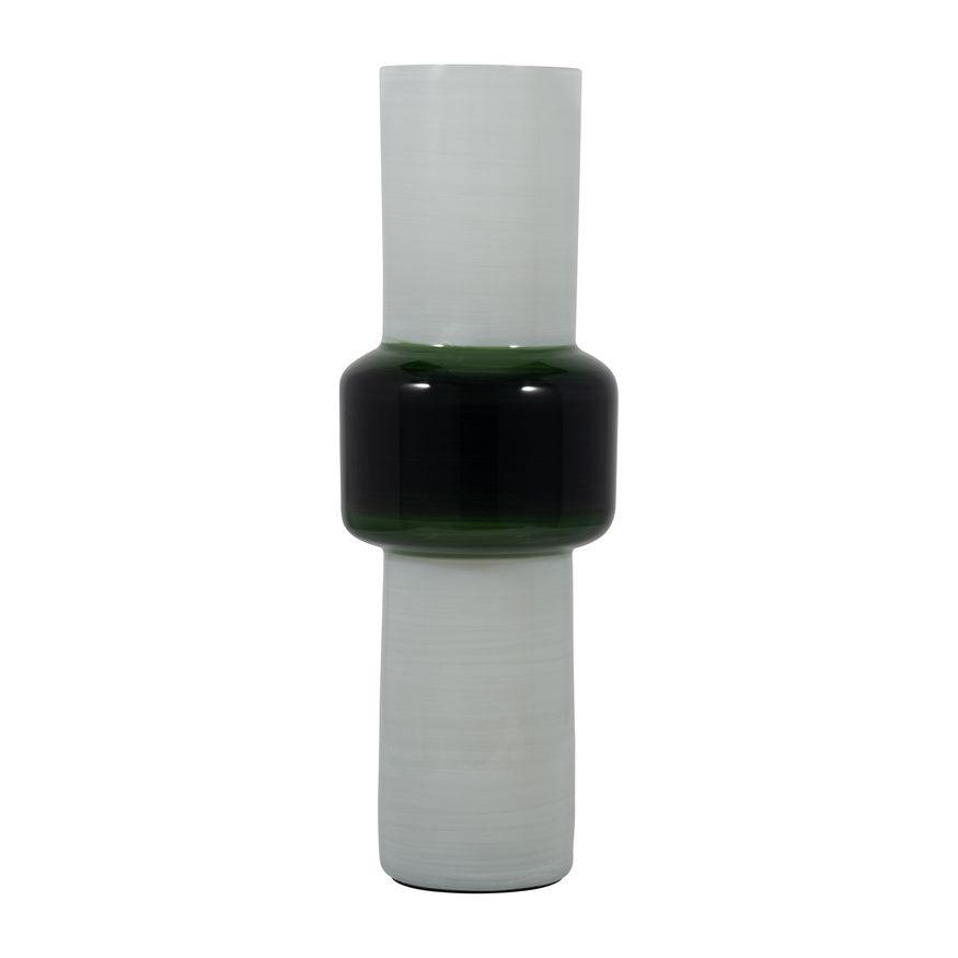 Sagebrook 19" Glass Modern Cylinder Vase - White/Green