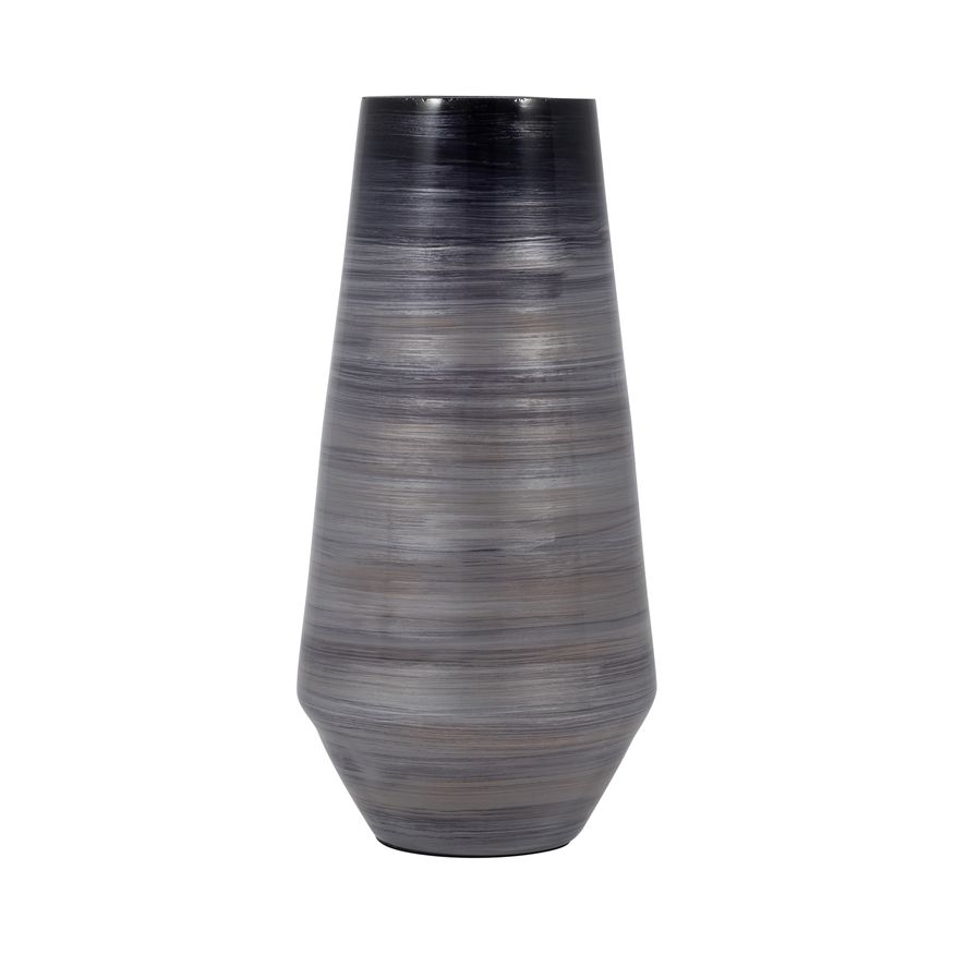 Sagebrook 15" Glass Enameled Vase - Gray/Black