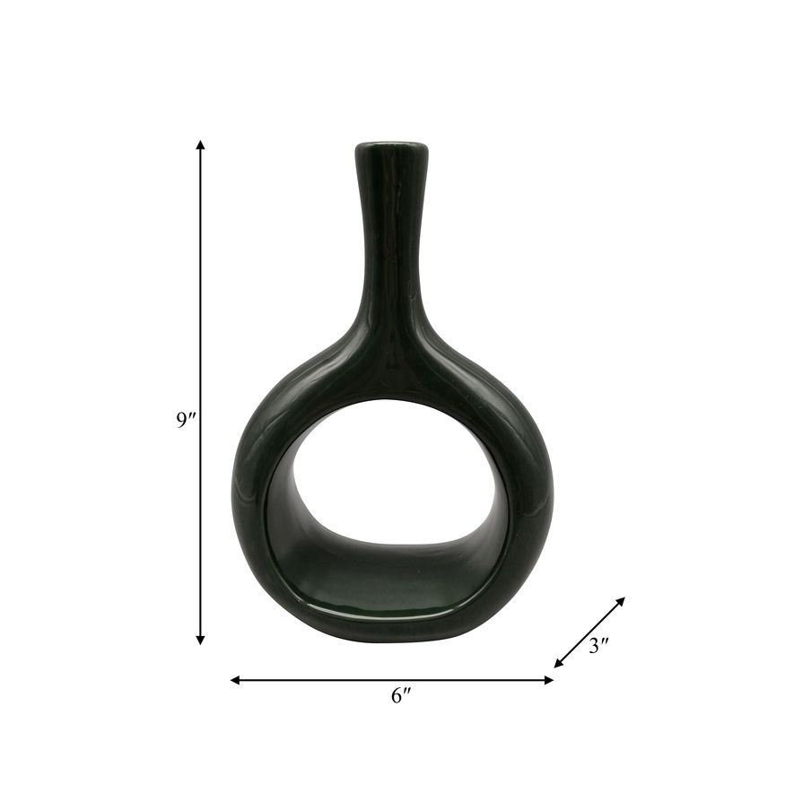 Sagebrook 9" Ceramic Curved Open Cut Out Vase - Green
