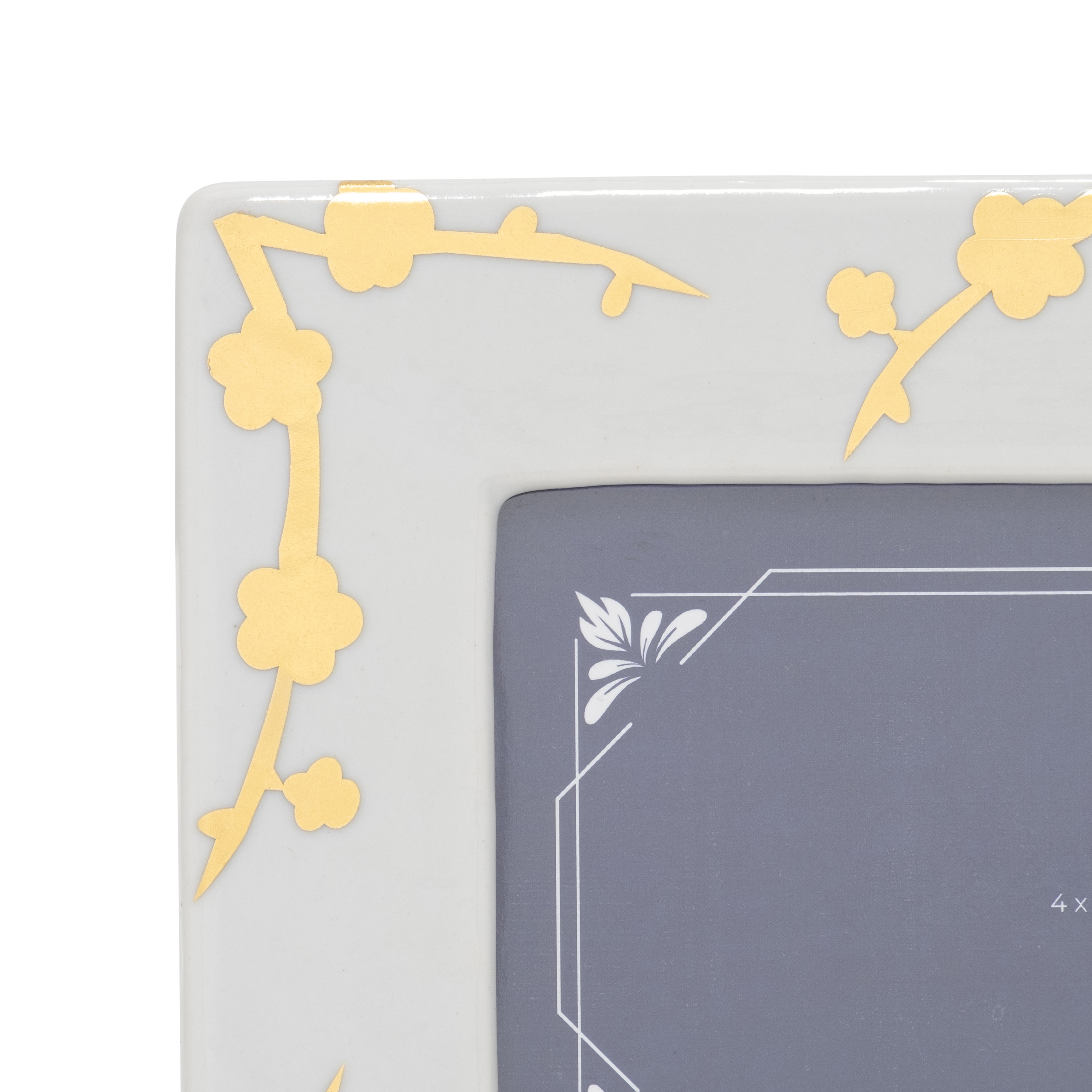 Sagebrook 4"x6" Ceramic Cherry Blossom Photo Frame - Gold/White