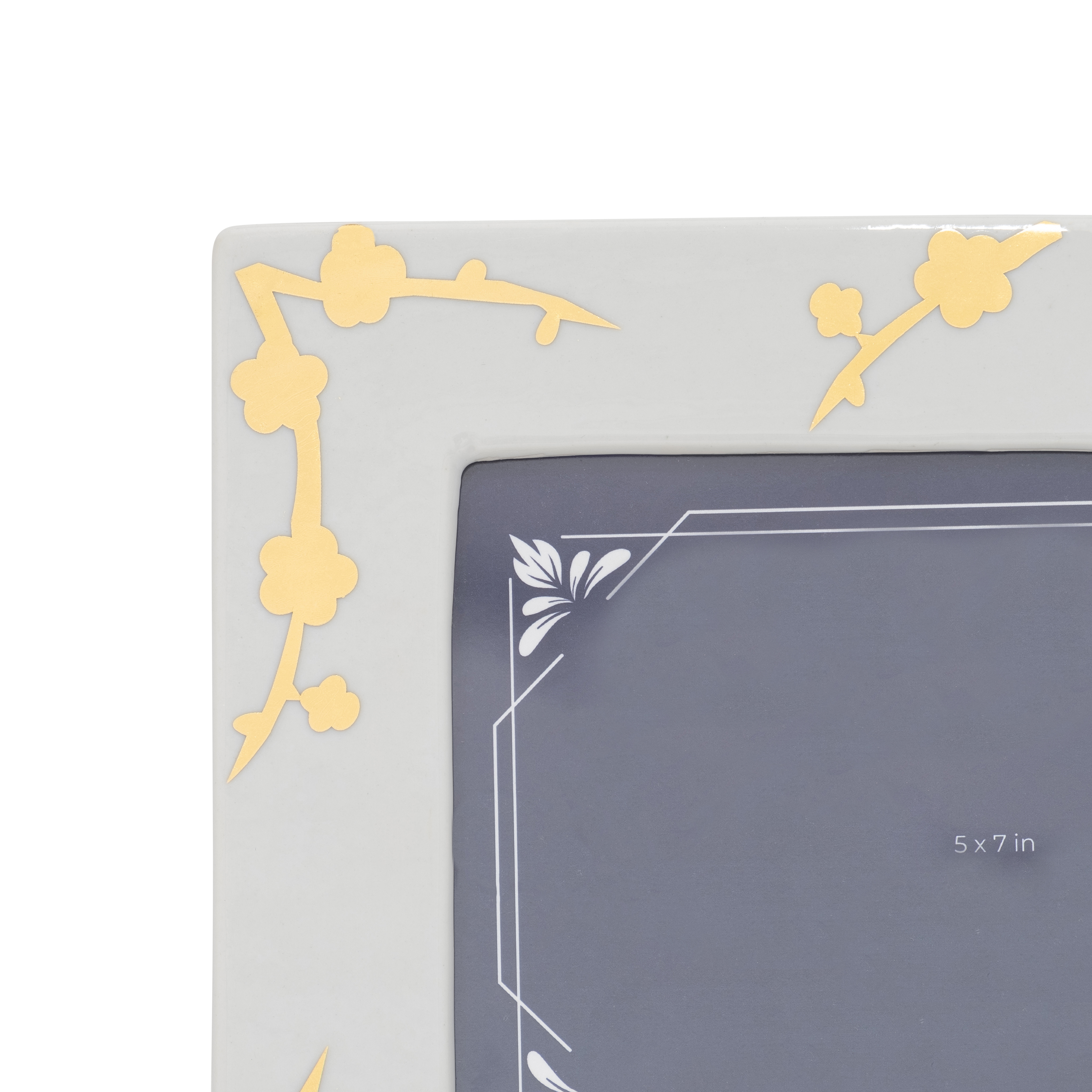Sagebrook 5"x7" Ceramic Cherry Blossom Photo Frame - Gold/White